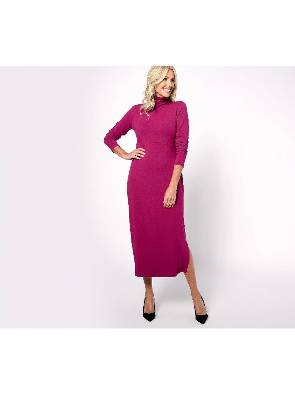 Women with Control Midi Dress Small Petite Finespun Jersey Tummy Control NEW